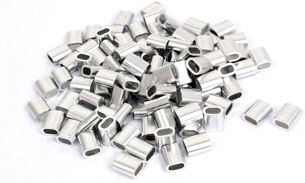 100pcs M4 Oval Aluminum Sleeves Clamps for 4mm Wire Rope Swage Clip