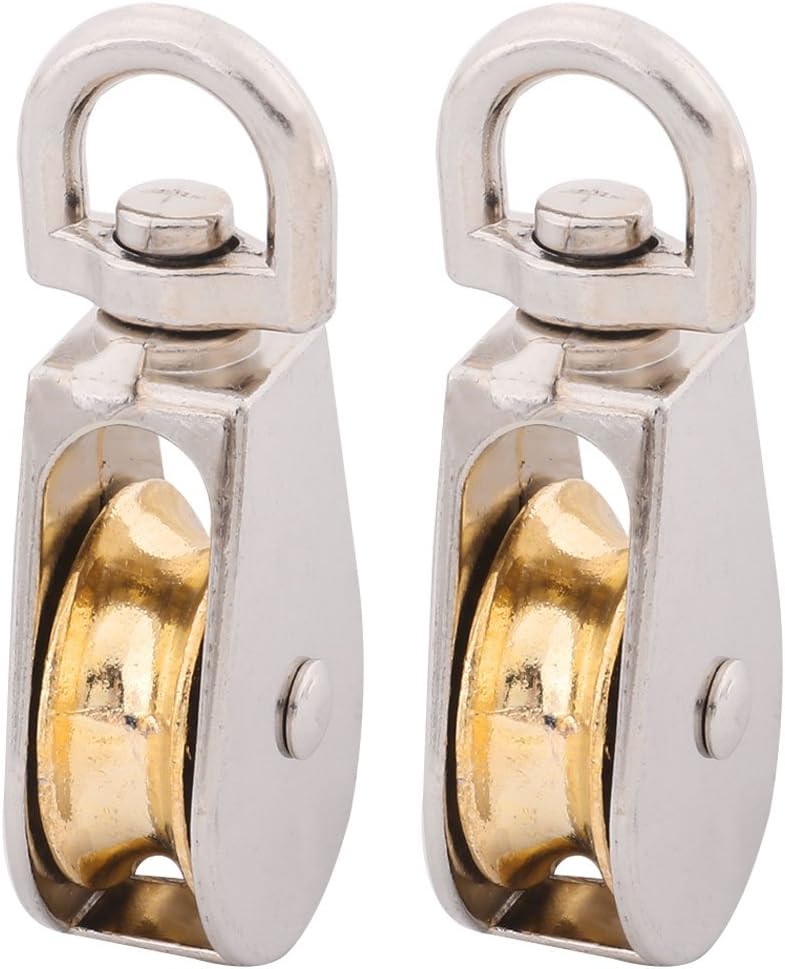 Zinc Alloy Home Hardware Single Rope Pulley Block 25mm Dia 2 Pcs Silver Tone