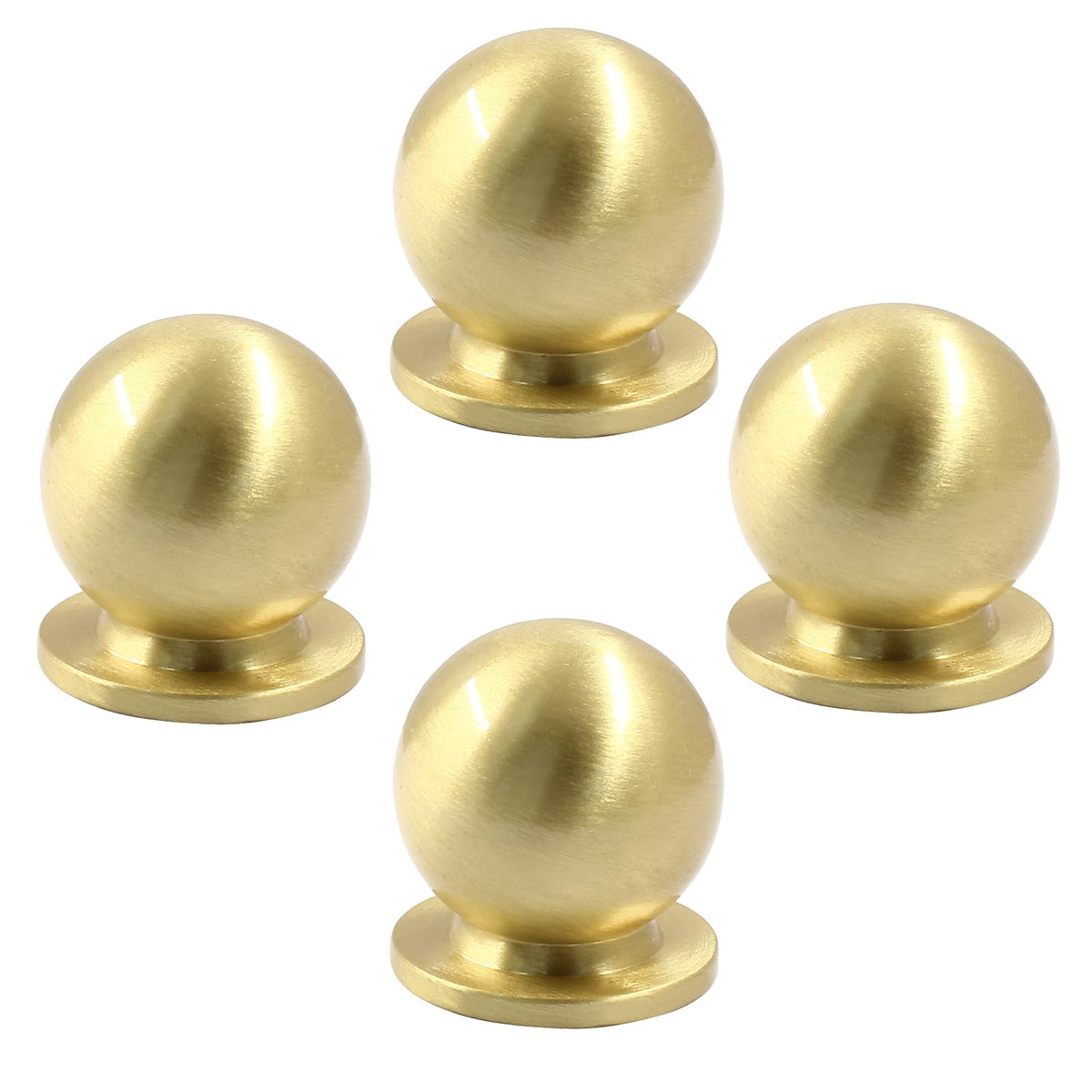 LänkMejor 4 Pack Mini Runda Massivt Brons Handtag, 1 Tum, Guld