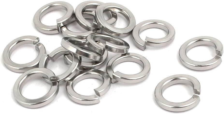 M10 304 Stainless Steel Split Lock Washer Silver Tone 15pcs