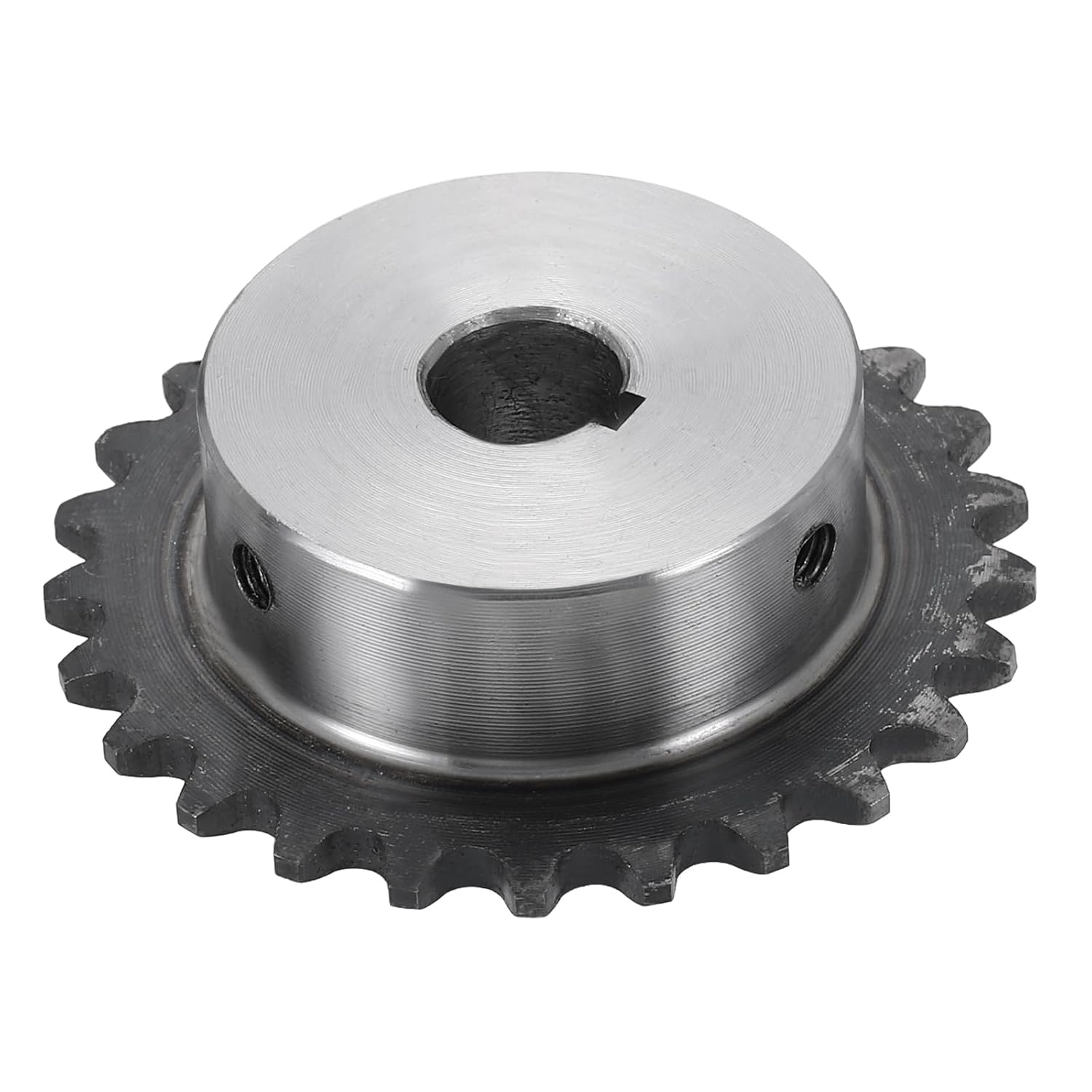 #25 Chain Roller Sprocket 12mm Bore 53.5mm OD, 25 Tooth C45 Carbon Steel ANSI #25 Roller Sprocket Round Hole Without Surface Finished with 4x1.8mm Keyway for ISO 04C Chain