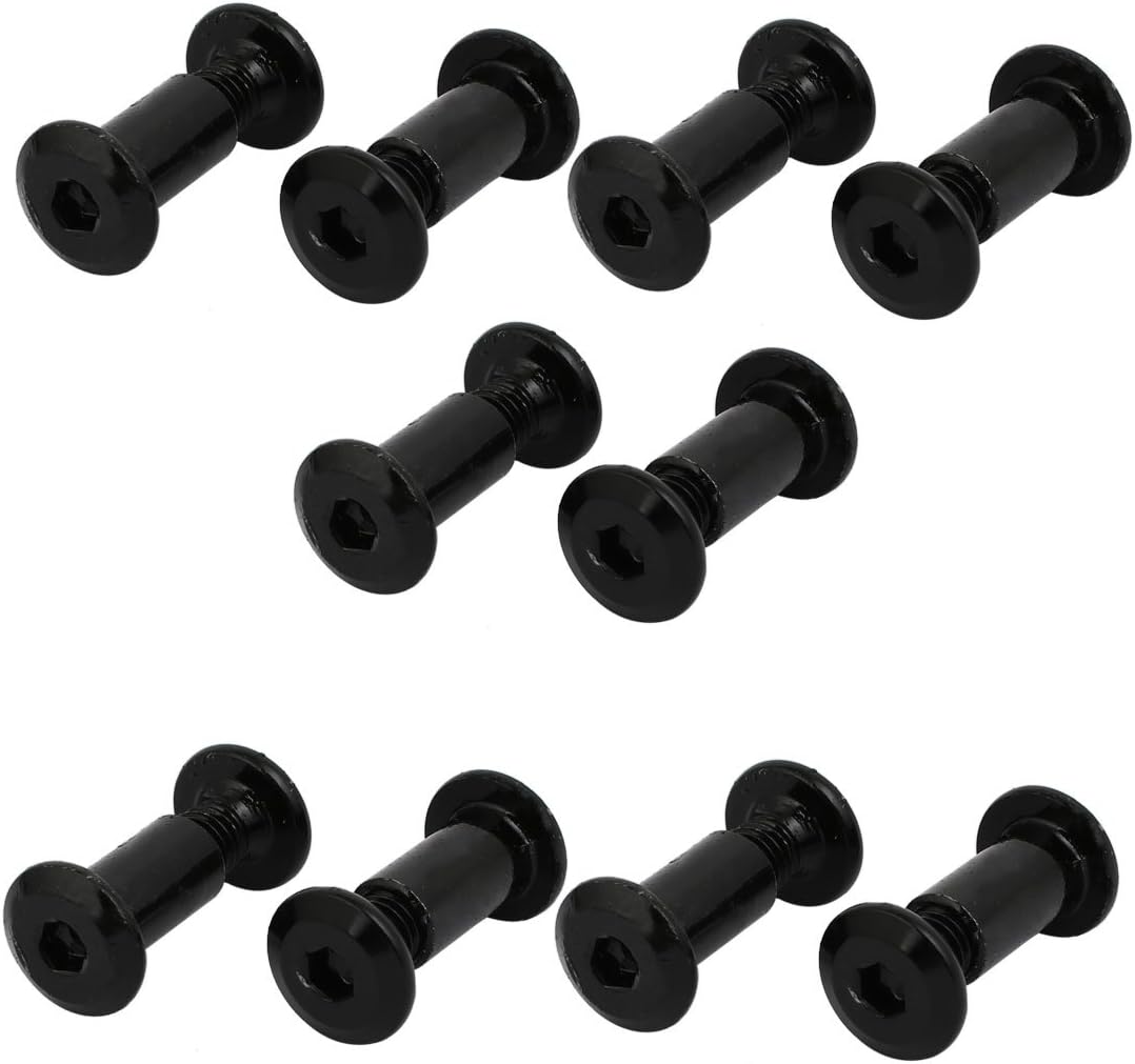 M6x10mm Carbon Steel Socket Hex Screw Post Fastener Black 10pcs