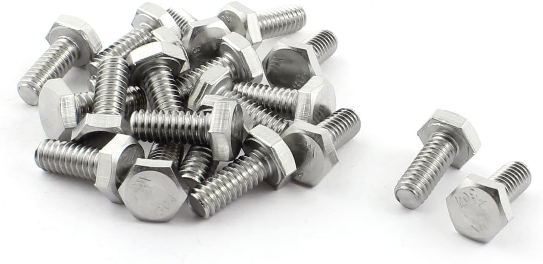 Stainless Steel Full Thread Hex Head Screw Bolt 1/4"-20 x 5/8" 20Pcs