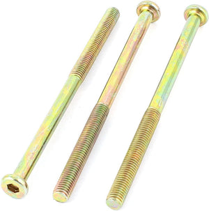 M8 x 130mm Threaded Hex Socket Head Cap Screws Bolts Bronze Tone 3 Pcs