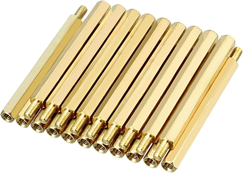 20pcs M3 60+6mm Female Male Thread Brass Hex Standoff Spacer Screws PCB Pillar