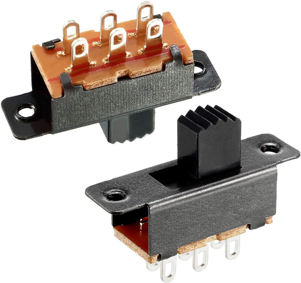 20Pcs 5mm Vertical Slide Switch DPDT 6 Terminals PCB Panel Latching