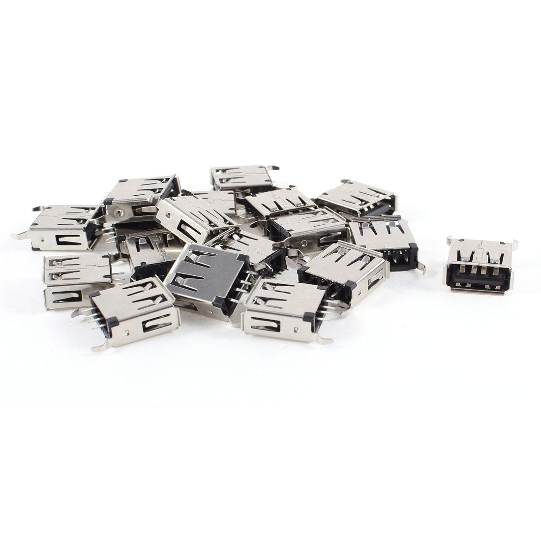 14 mm USB Female Type A Port 4-Pin DIP 180 Degree Jack Socket Connector, 20 Pieces