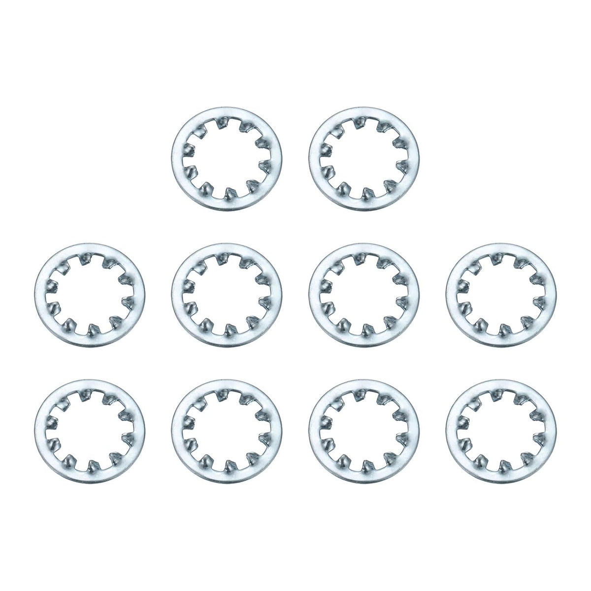 10Pcs 5/8 Internal Tooth Lock Washer, Zinc-Plated Carbon Steel Multi-Tooth Star Washer Locking Fastener, Silver Tone