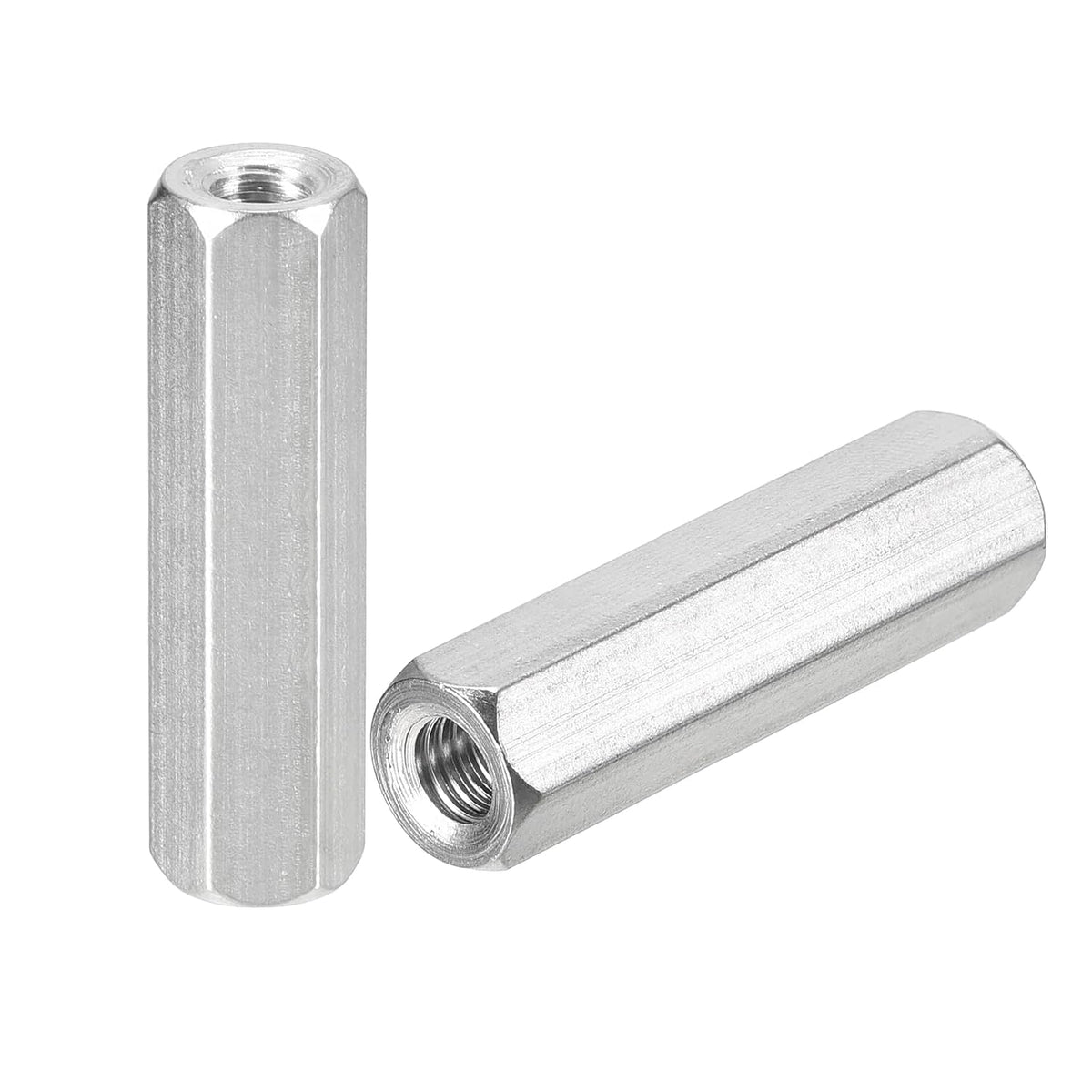 M6 x 1-Pitch 45mm Length Coupling Nuts, 4pcs 304 Stainless Steel Metric Hex Rod Coupling Nuts