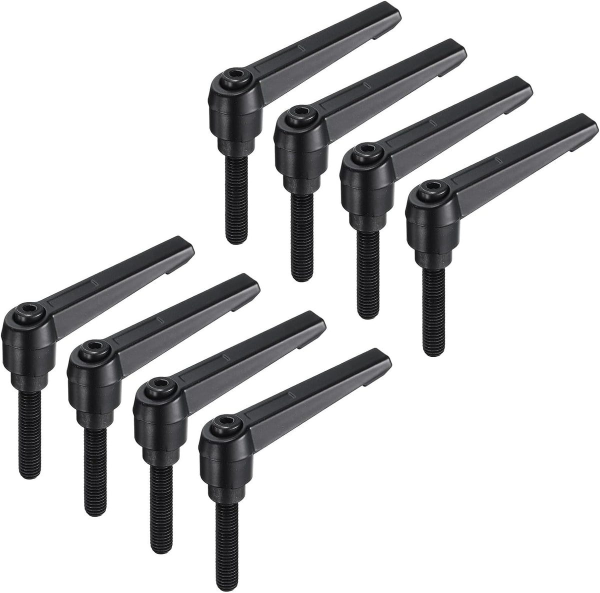 8pcs Lever Adjustable Handles M8 x 40mm Metric Male Thread, Level Clamping Handle Hand Stud Knobs Rotating Screw Handles Bolts with Locking Lever, Black