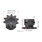 10 Tooth Roller Sprocket B Type, #25 Chain, Single Strand 1/4" Pitch, 10mm Bore Black Oxide C45 Carbon Steel with Set Screws for ISO 04C