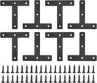 10Pcs T-Shaped Mending Plate, 3.15"x3.15" T-Shaped Corner Bracket Shelf Bracket Flat Mending Repair Plate for Wood Shelves Furniture (80x80mm, Black)