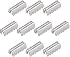 Fold Over Crimp End Caps, 100Pcs 11mm x 3.2mm Ribbon Crimp End Fasteners for Leather Decoration DIY Accessories, Silver Tone