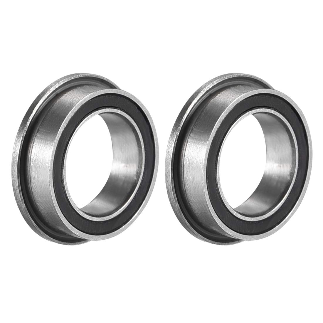 MF128-2RS Flanged Ball Bearing 8x12x3.5mm Double Sealed (GCr15) Chrome Steel Flange Rip Bearings 2pcs