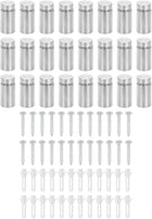 24 Pcs Standoff Screws, 5/8" x 1.18" Stainless Steel Advertising Screws Wall Standoff Mounts Hardware for Acrylic Picture Frame Glass Signs Hanging, Silver