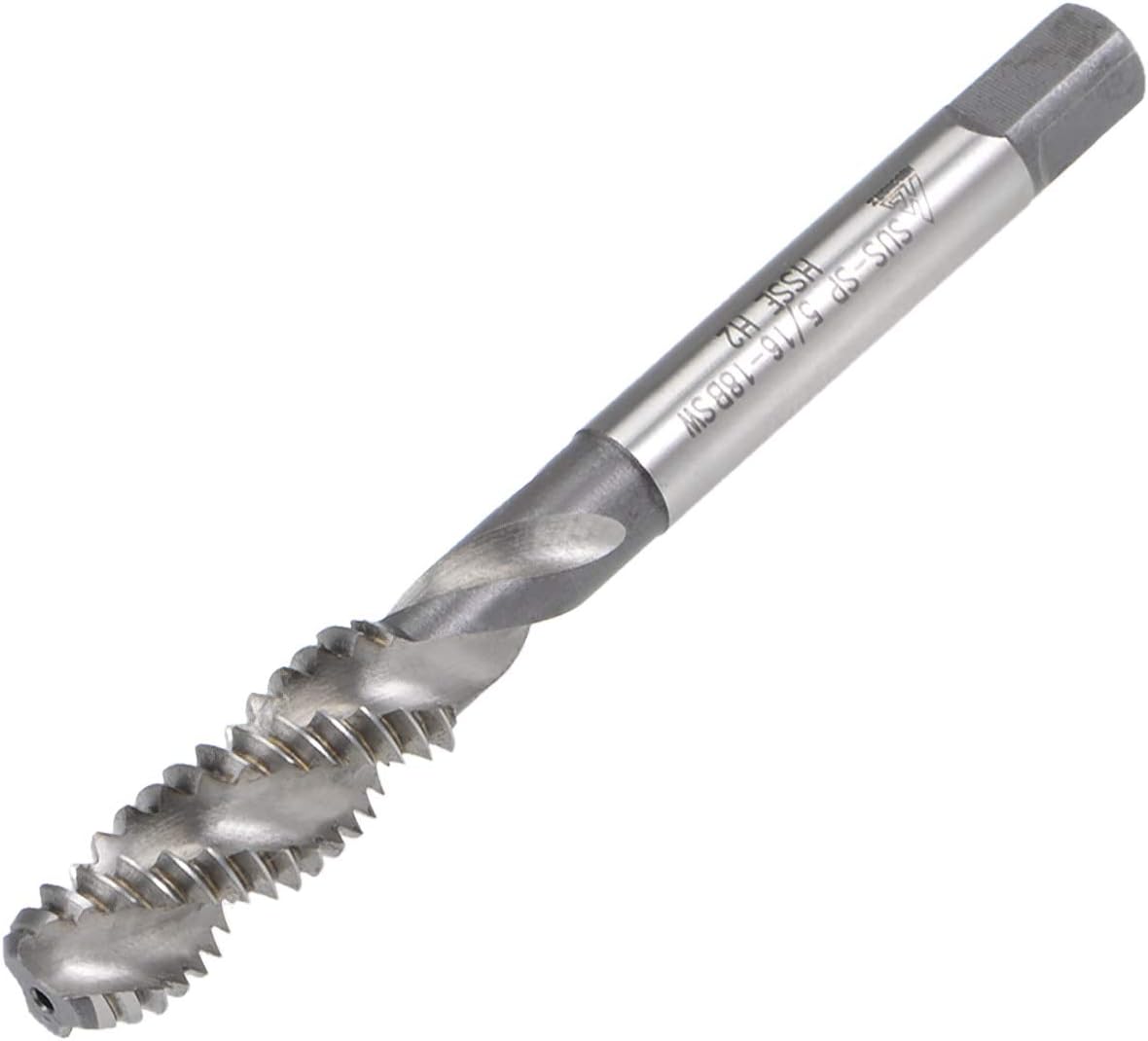 5/16"-18 BSW Spiral Flute Thread Tap, Machine Threading Tap HSS-Cobalt Screw Tapping Tool for Machinist Thread Repair, H2 Tolerance