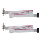 IDC Wire Flat Ribbon Cable DB9 Female to FC-10 Female Connector 2.54mm Pitch 30cm Length 2pcs