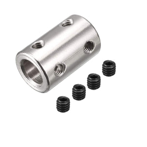 6mm to 8mm Bore Rigid Coupling 22mm Length 14mm Diameter Shaft Coupler Connector Metal Silver Tone