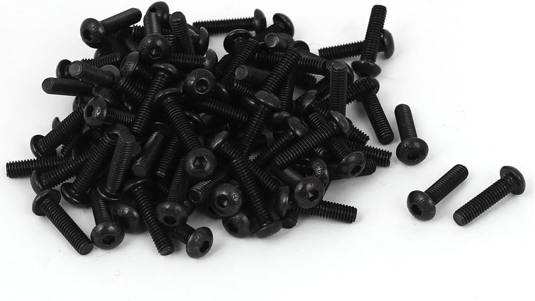M4 x 16mm Hex Socket Button Head Cap Machine Screws Black 100 Pcs