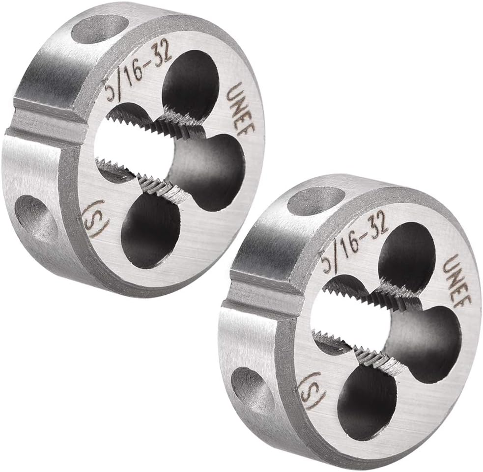 5/16-32 UNEF Round Die, Machine Thread Right Hand Threading Die, Alloy Tool Steel Screw Thread Cutting Die, 2pcs