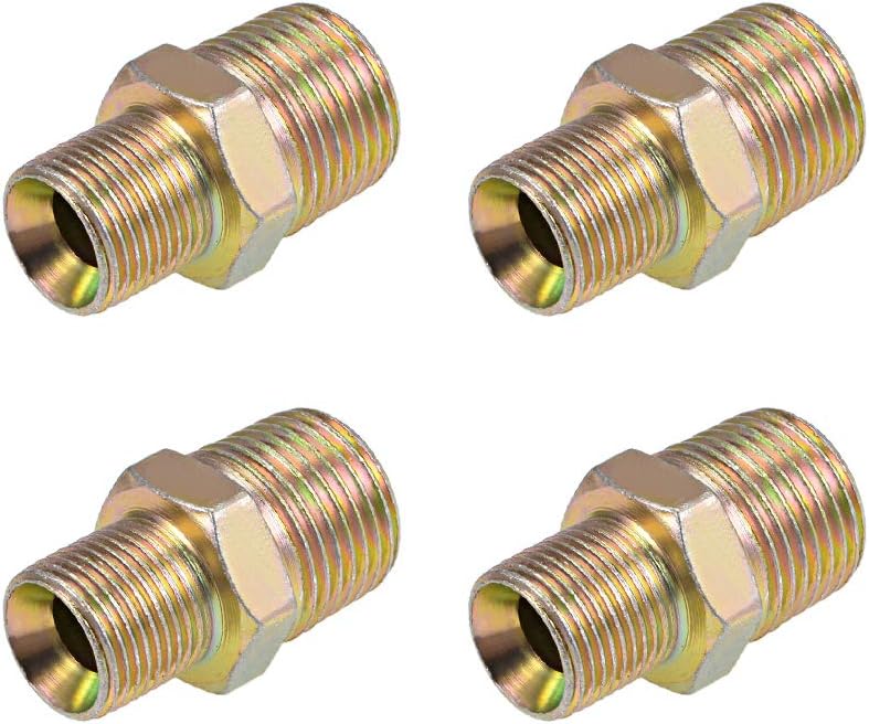 Reducing Pipe Fitting - Reducer Hex Nipple - 1/2 X 3/8 BSP Male Connector Zinc Finish Plating 4Pcs