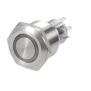 ล็อตชิ่งปุ่มเคาน์เตอร์เหล็ก 22mm ระยะตั้ง DPDT 2NO 2NC 24V ไฟแอ็ลดี ขาว