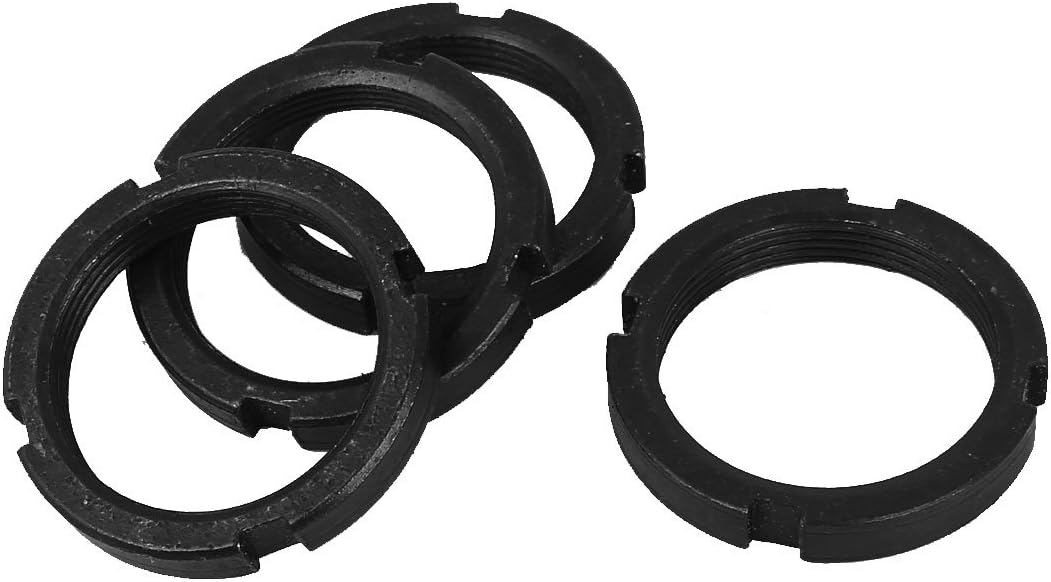 4 Pcs M40 x 1.5mm Carbon Steel Four-Slot Slotted Round Nuts DIN 1804
