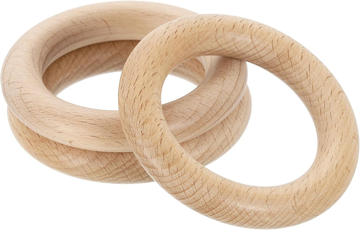 3Pcs 나무 루프, 1.57"(40mm) OD. 8mm 두께 자연 벚 나무 실wood 루프 무뎀 비쌈 나무 원형 DIY 크래프팅, 닥터링, 막라메, 패턴트