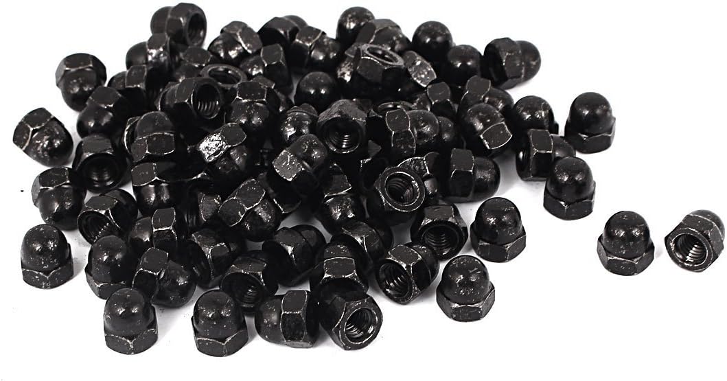 Acorn Hex Cap Nuts - 100Pcs M6 Dome Nuts Carbide Steel Hexagon Decorative Cap Nut for Screws Bolts Black