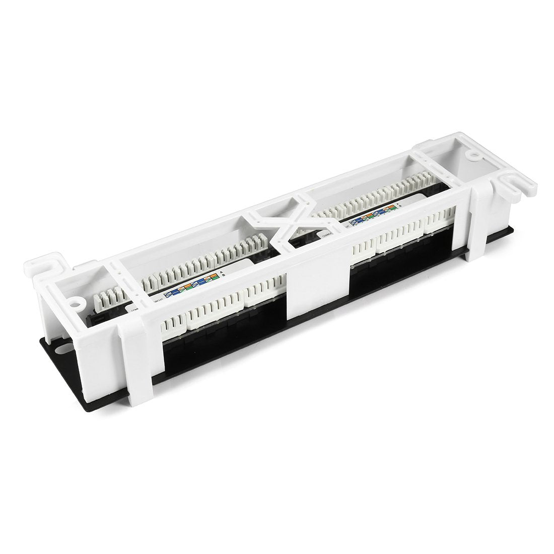 12-Port Kat.6A UTP Niesztywniony Rackmount Sieciowy Panel Patch RJ45 Ethernet 10 calowy Z Otworem na ścianę Czarny