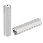 M8 x 1.25-Pitch 60mm Length Coupling Nuts, 2pcs 304 Stainless Steel Metric Hex Rod Coupling Nuts