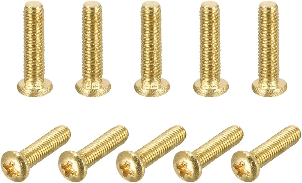 Brass Machine Screws, M3x12mm Phillips Pan Head Fastener Bolts for Furniture, Office Equipment, Electronics 14Pcs