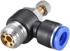 Push to Connect Air Flow Control Valve,Elbow,10mm OD x G3/8 Male Thread,Pneumatic Flow Speed Controller Valve,Blue