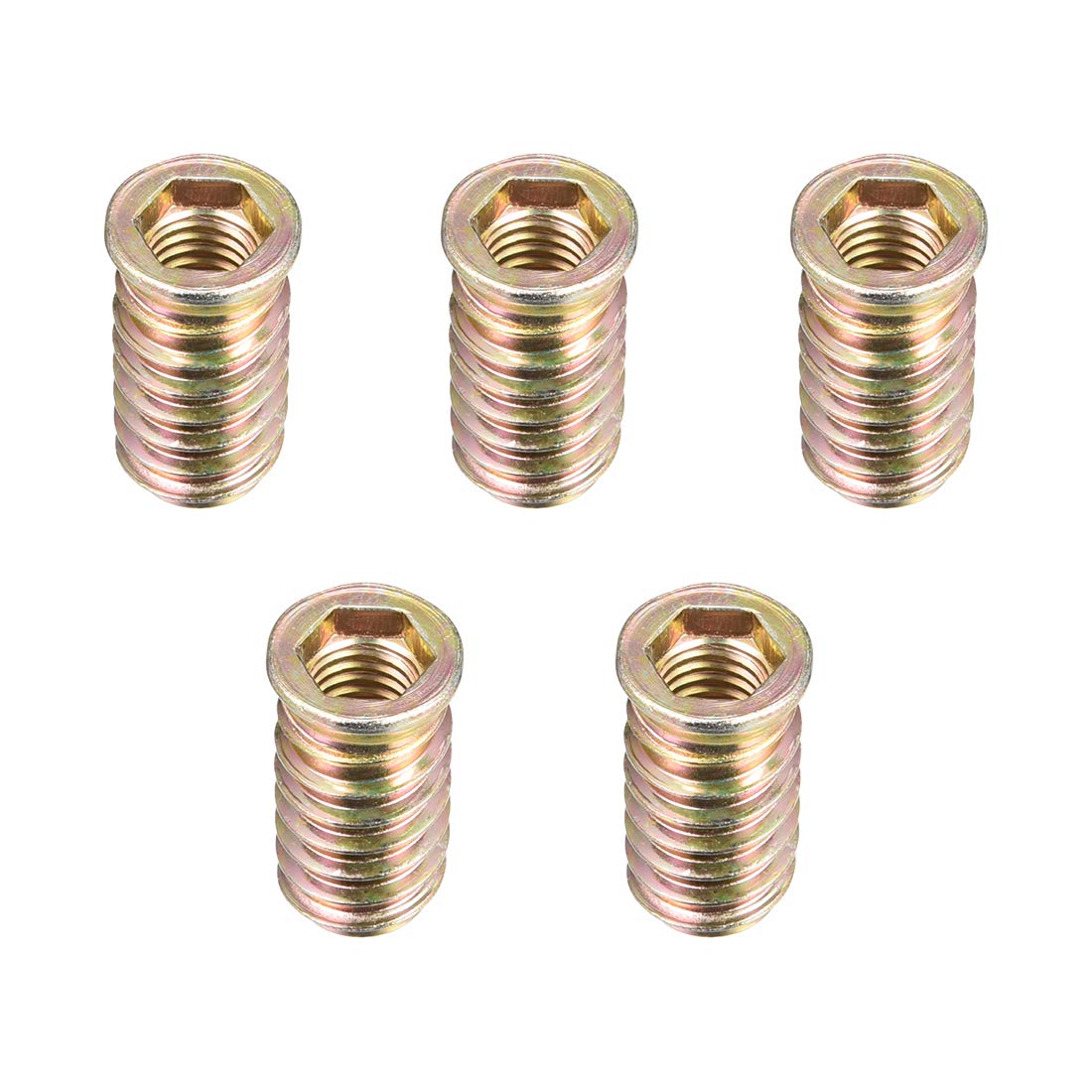 Wood Furniture M10x30mm Threaded Insert Nuts Interface Hex Socket Drive 5pcs