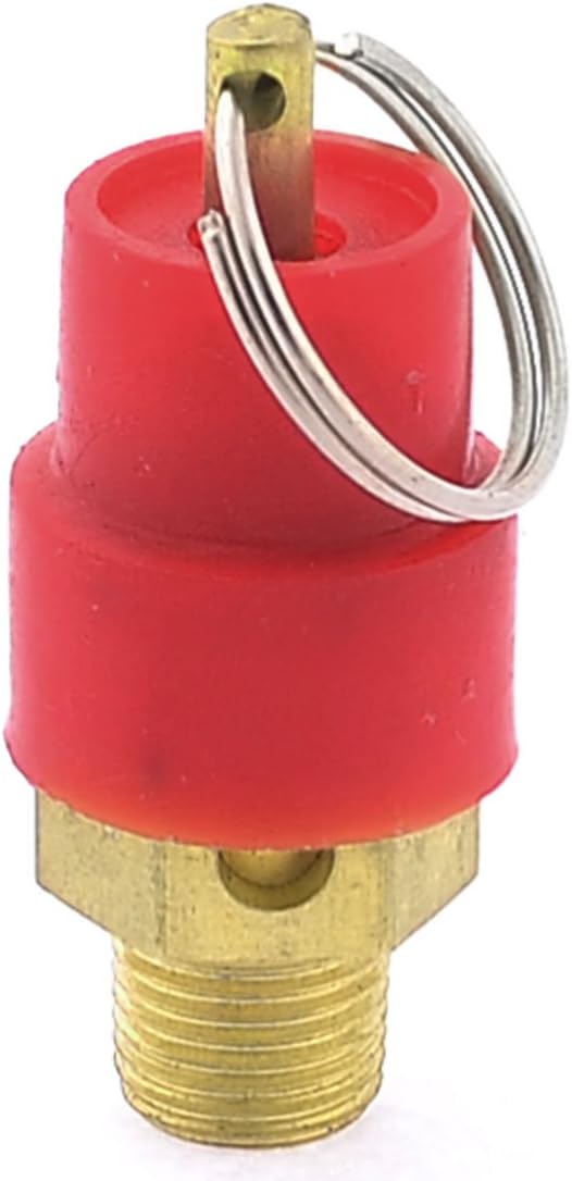 Safety Valve Air Compressor Pressure Relief Valve, 1/8" Male, Red Hat, 39mm Length