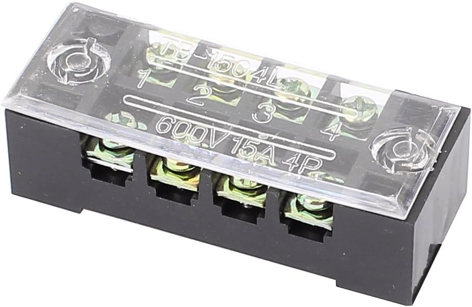 600V 15A 4P 2 Row Electric Barrier Terminal Block Wire Connector Bar