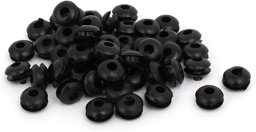 3mm Inner Dia Electrical Wire Cable Rubber Wiring Grommet Black 50pcs