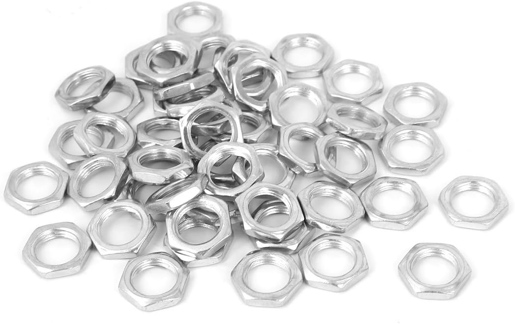 M10x0.75x3mm Zinc Plated Hex Nuts Fastener 50pcs for Screws Bolts