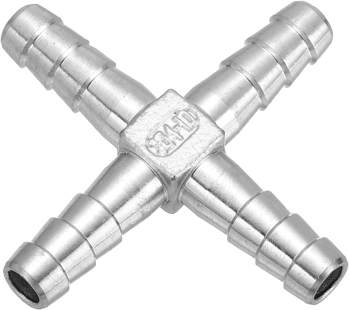 3/8" Cross Hose Barb Pipe Fitting, 304 Stainless Steel 4 Way Pipe Hose Pipe Fitting Adapter for Vacuum Systems, Industrial Pipe Connections, Silver