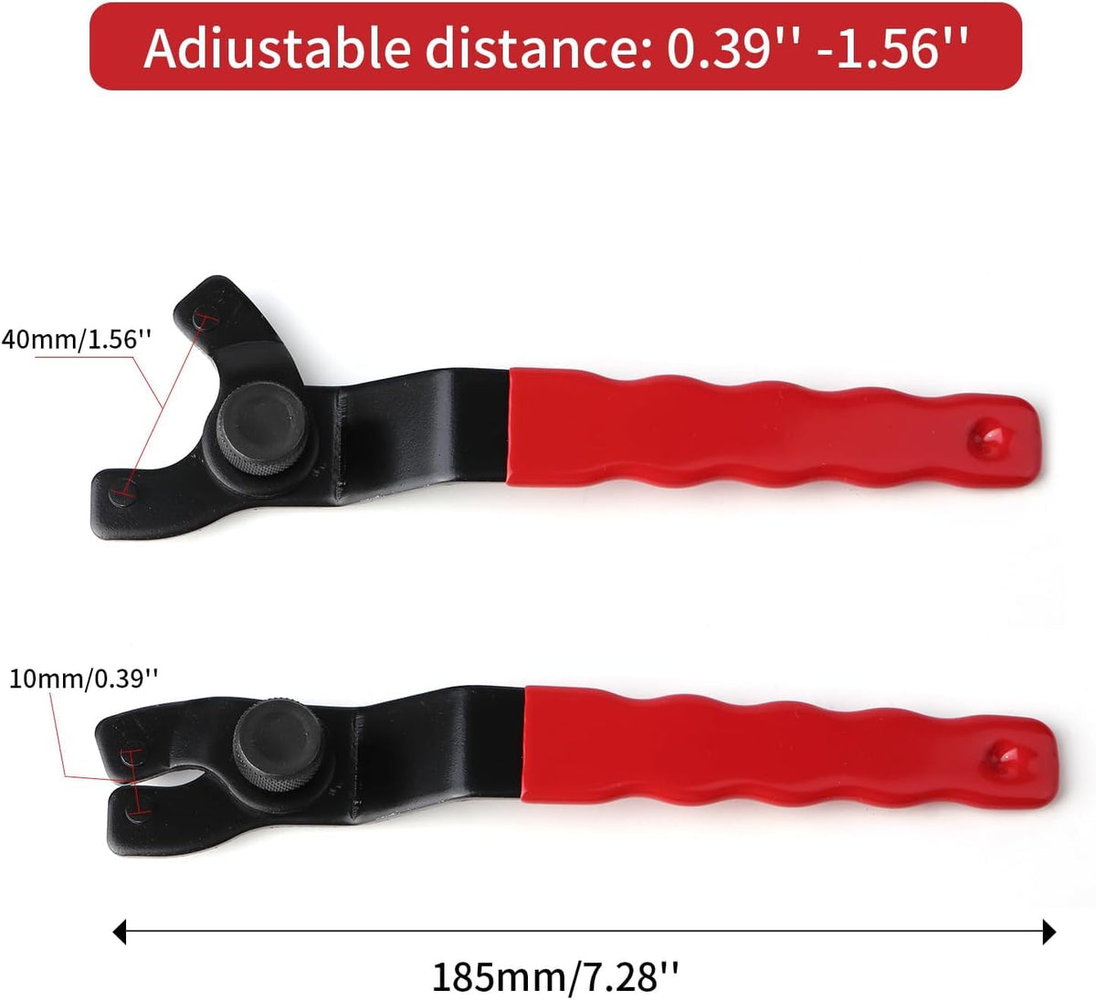 LinkMejor 2pc-verstelbare Pin Steekmoersleutel, Boormachine Steekmoersleutel, Steekmoersleutel voor Boormachine-Rood(2pc)