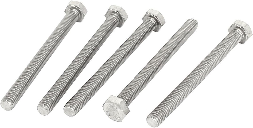 M8 x 85mm A2 Stainless Steel Fully Threaded Hex Head Screw Bolt 5 Pcs