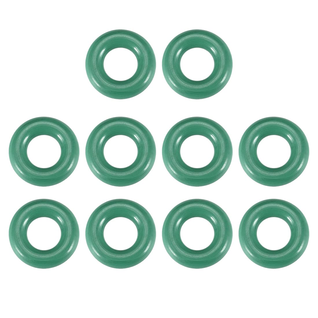 Fluorine Rubber O-Rings, 13mm OD 6.8mm ID 3.1mm Width FKM Seal Gasket for Machinery Plumbing, Green, Pack of 10