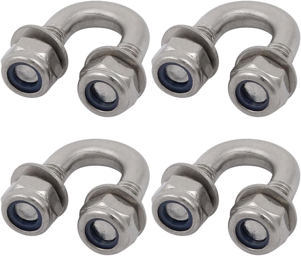 4pcs M6 Thread 304 Stainless Steel Round Bend U Bolt for 8mm Pipe Outer Dia