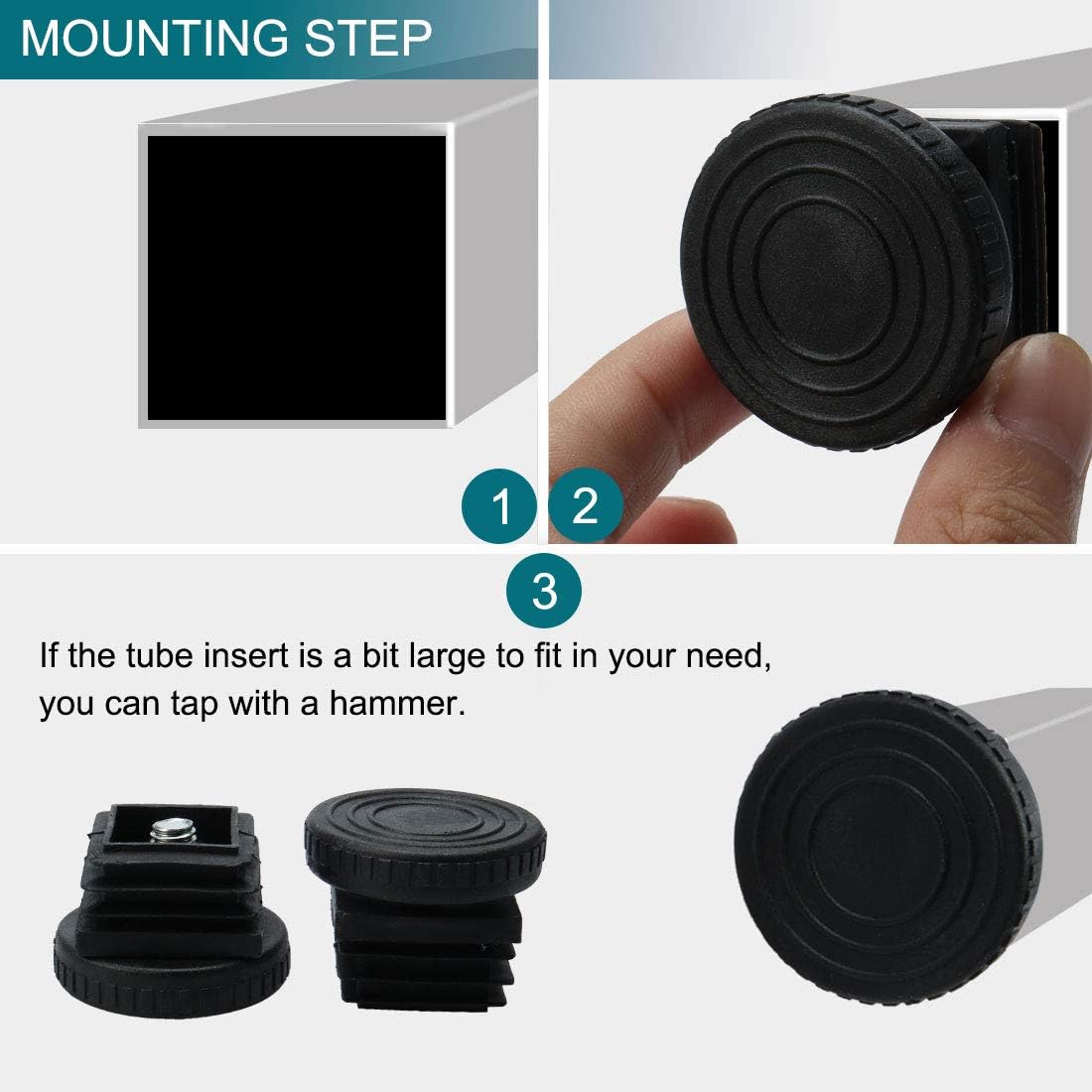 Adjustable Leveling Feet 25 x 25mm Square Inserts Furniture Glide 8 Sets