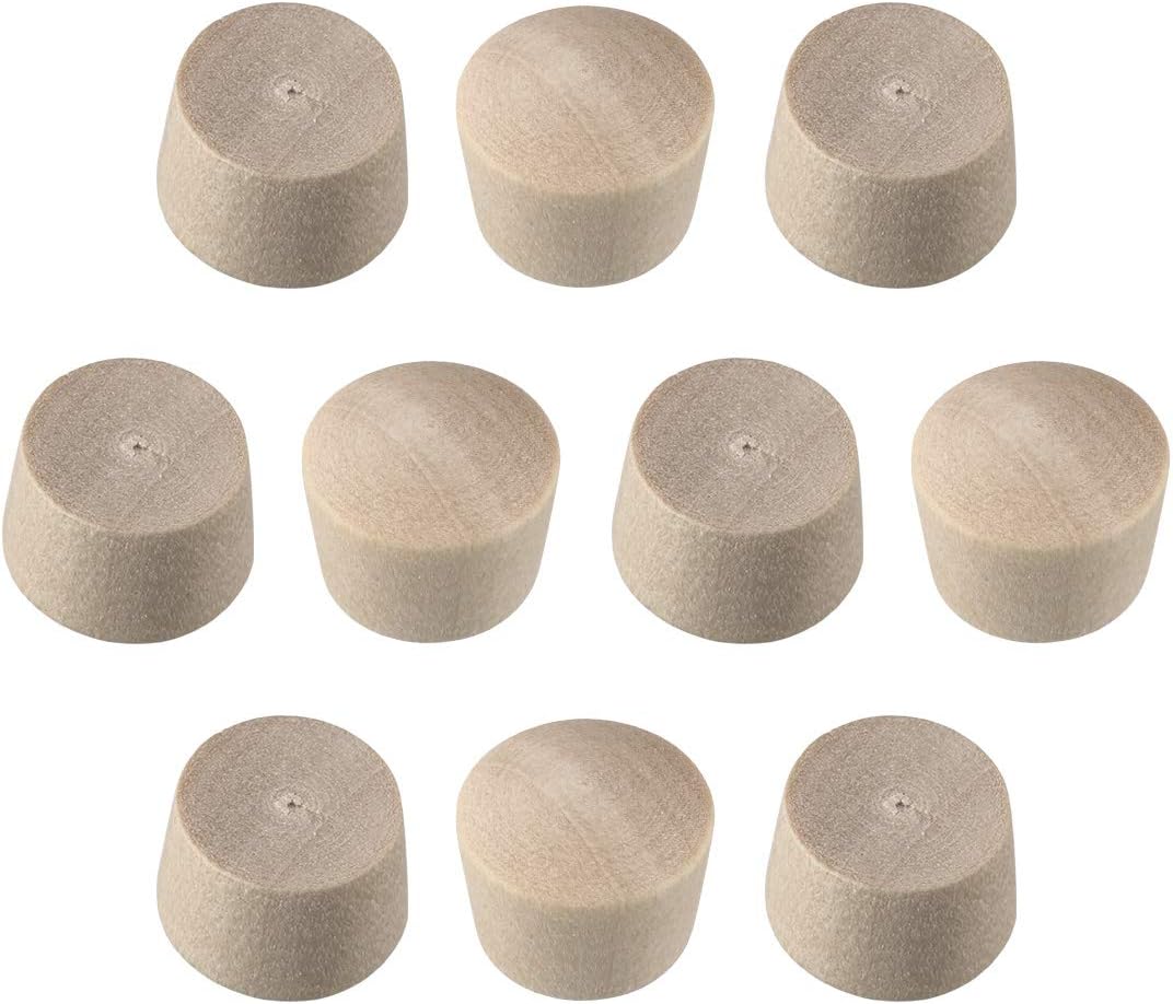 Wood Button Top Plugs 3/8 Inch Cherry Hardwood Furniture Plugs 9/25 Inch Height 50 Pcs