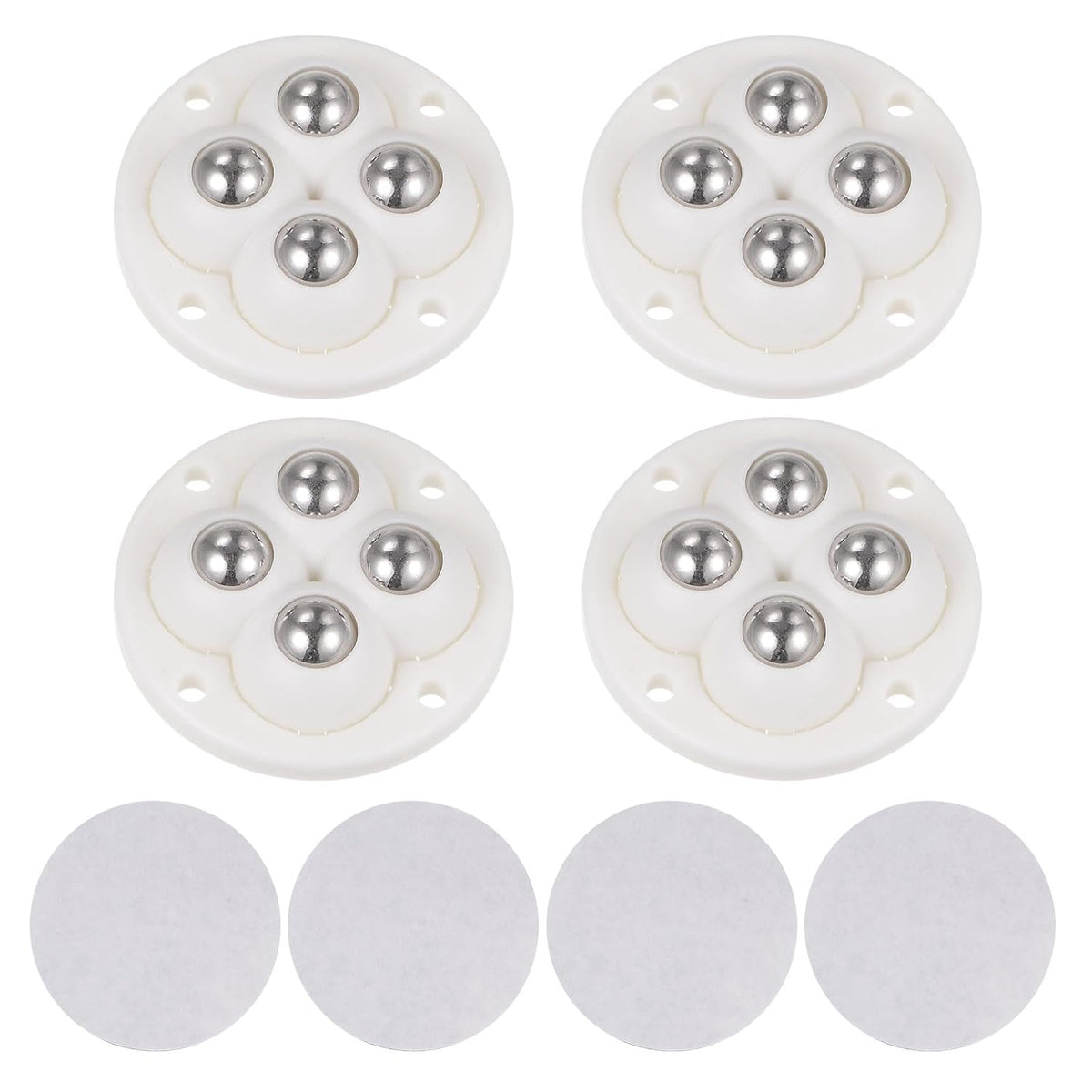 4pcs Self Adhesive Mini Caster Wheels Universal Wheel 360° Rotation Sticky Swivel Pulley for Kitchen Small Appliances Storage Boxes Coffee Makers, White
