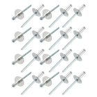 20 Pcs 5mm x 13mm Aluminum Open End Large Flange Blind Rivets