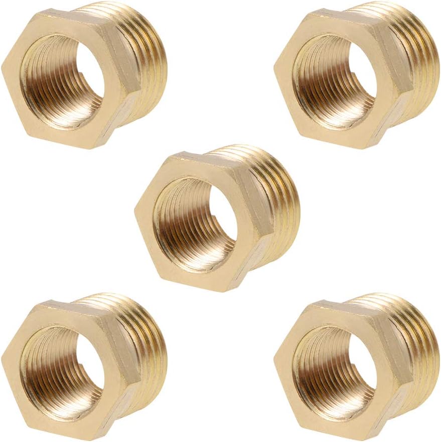 Brass Threaded Pipe Fitting G1/4 Male X G1/8 Female Hex Bushing Adapter 5pcs