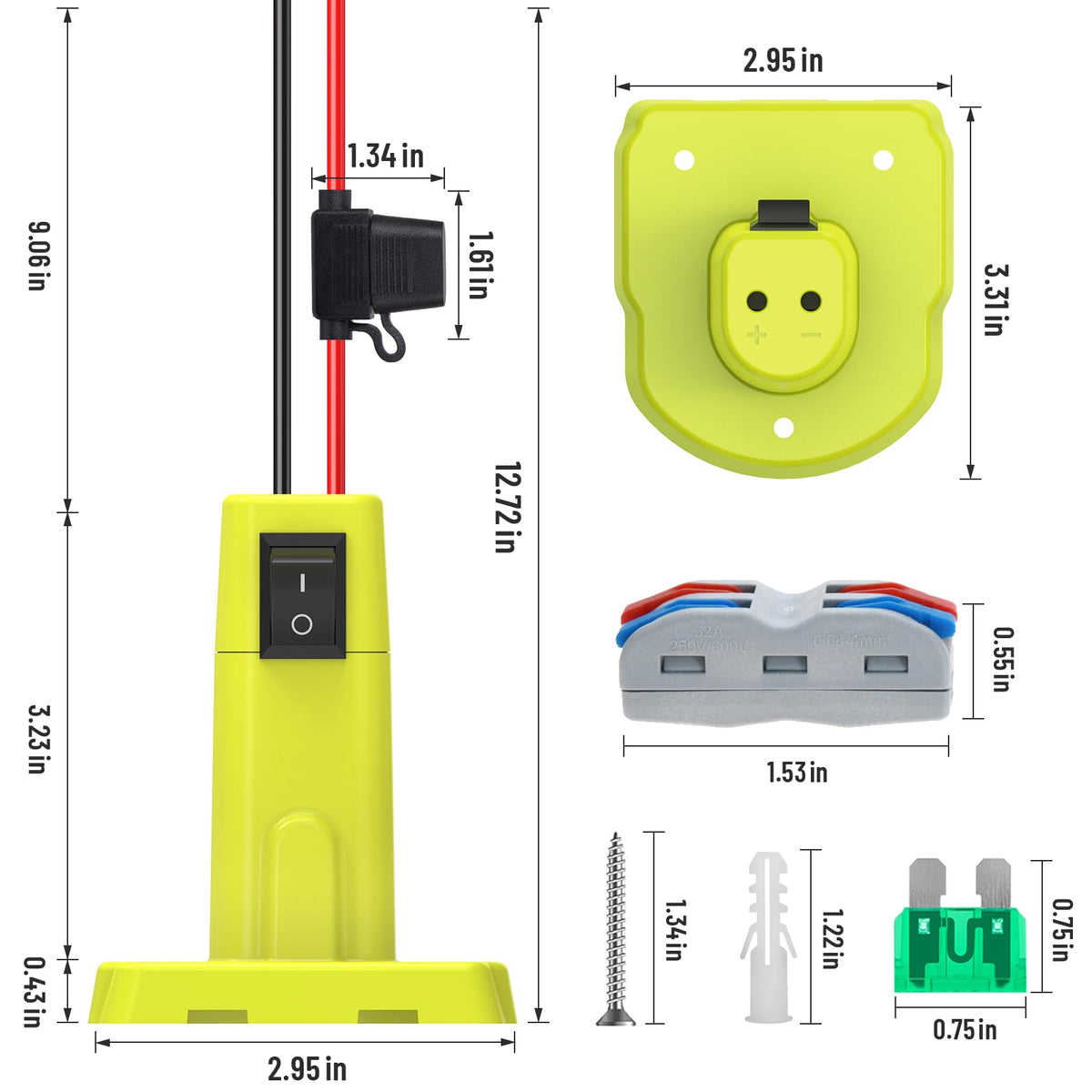 1 Pack Adattatore per Ruota ElettricaCompatibile con Batteria Ryobi 18V