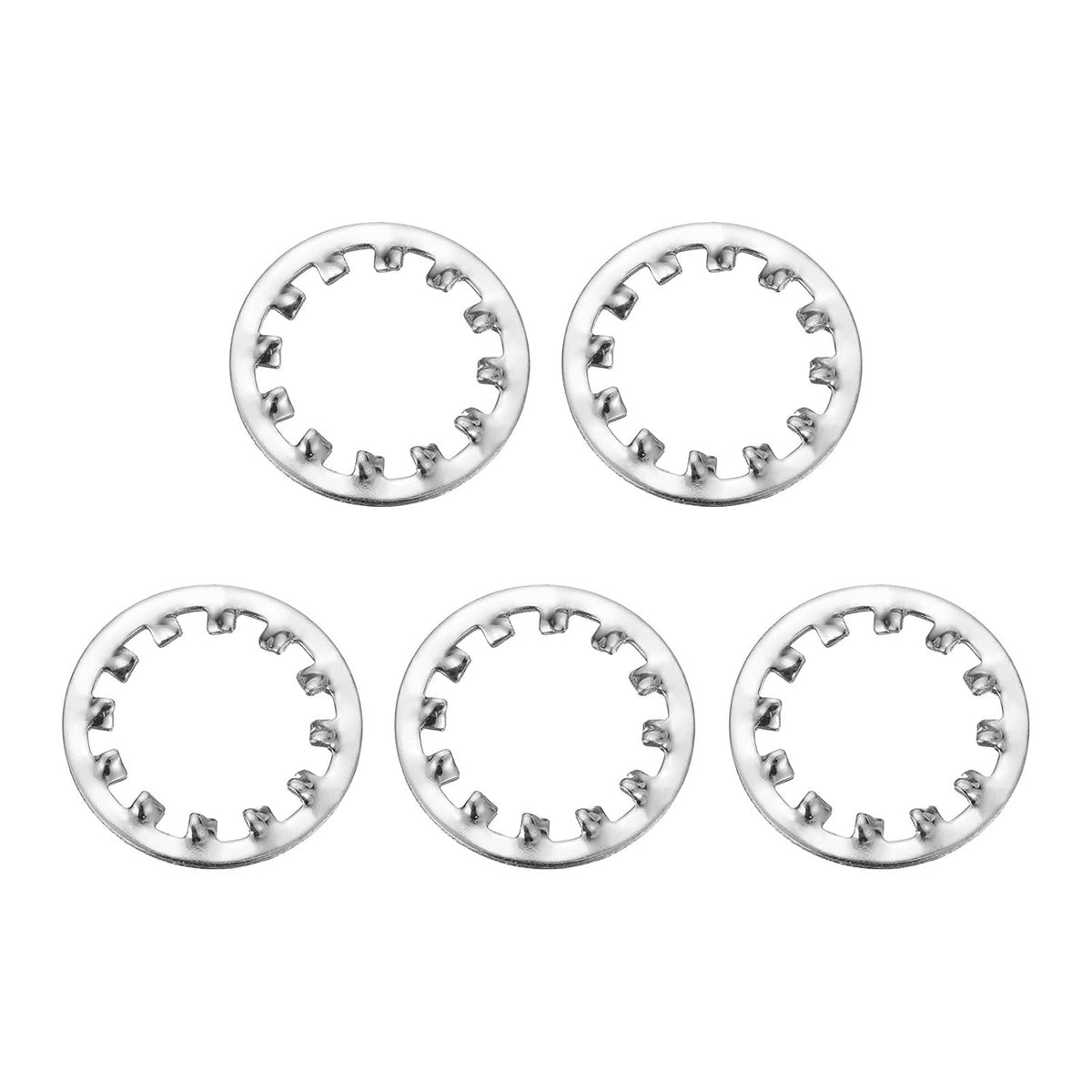 5Pcs 3/4 Internal Tooth Lock Washer, 304 Stainless Steel Multi-Tooth Star Washer Locking Fastener, Silver Tone
